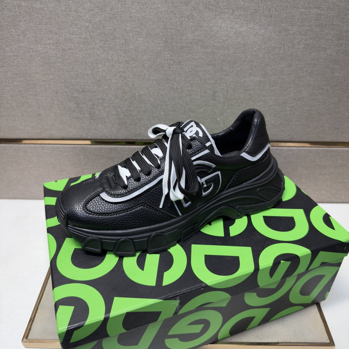 Black Mixed-Material Low-Top Sneakers — front
