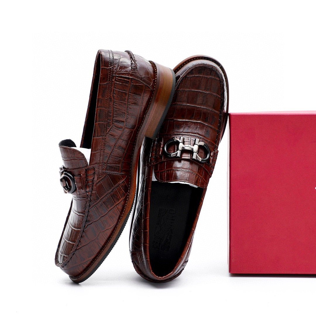 Salvatore Ferragamo Dark Brown Bit Loafers — side
