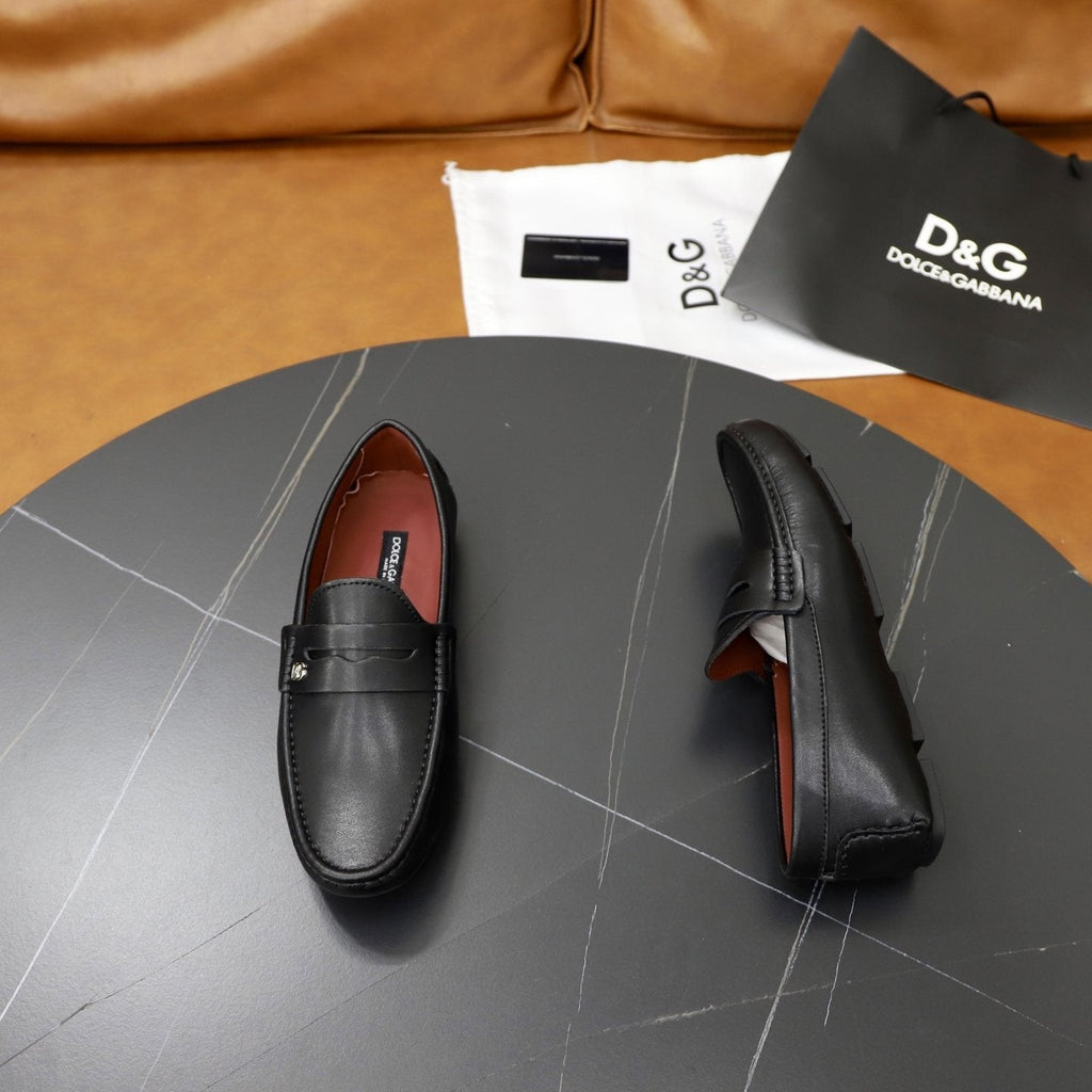 Dolce & Gabbana Black Logo-Detail Loafers — side