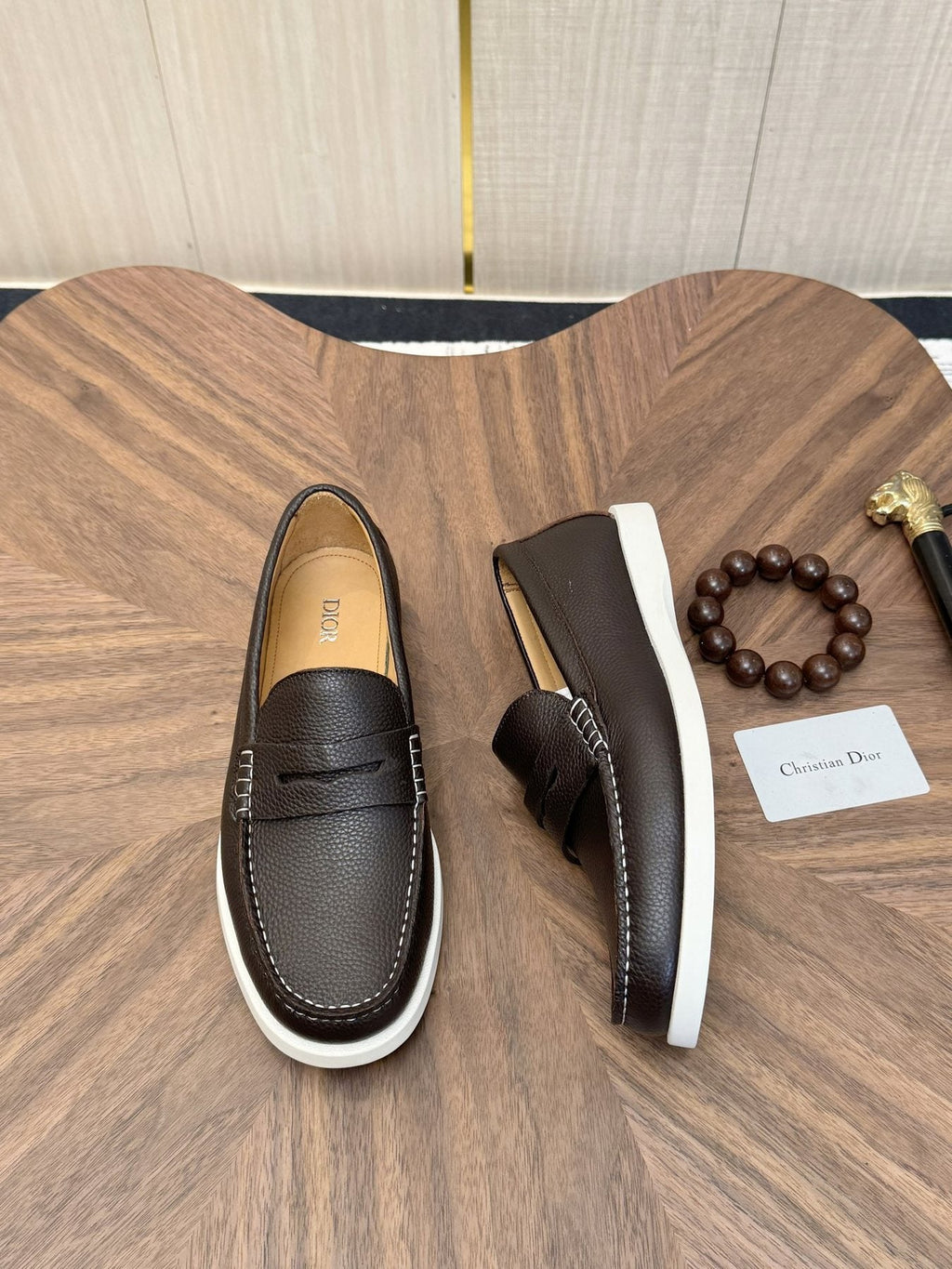 Dior Men's Contrast-Sole Slip-On Loafers — side