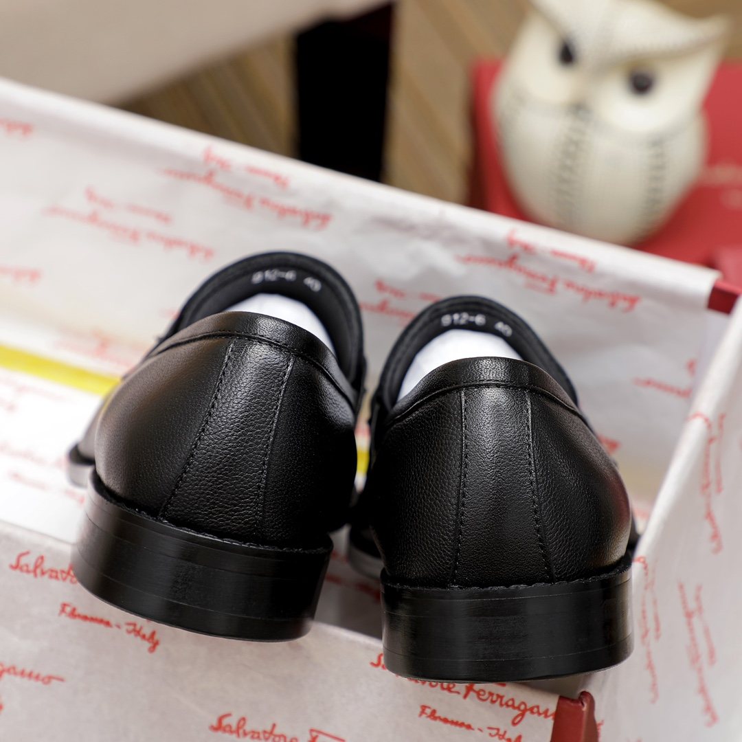 Salvatore Ferragamo Black Buckle Loafers — back