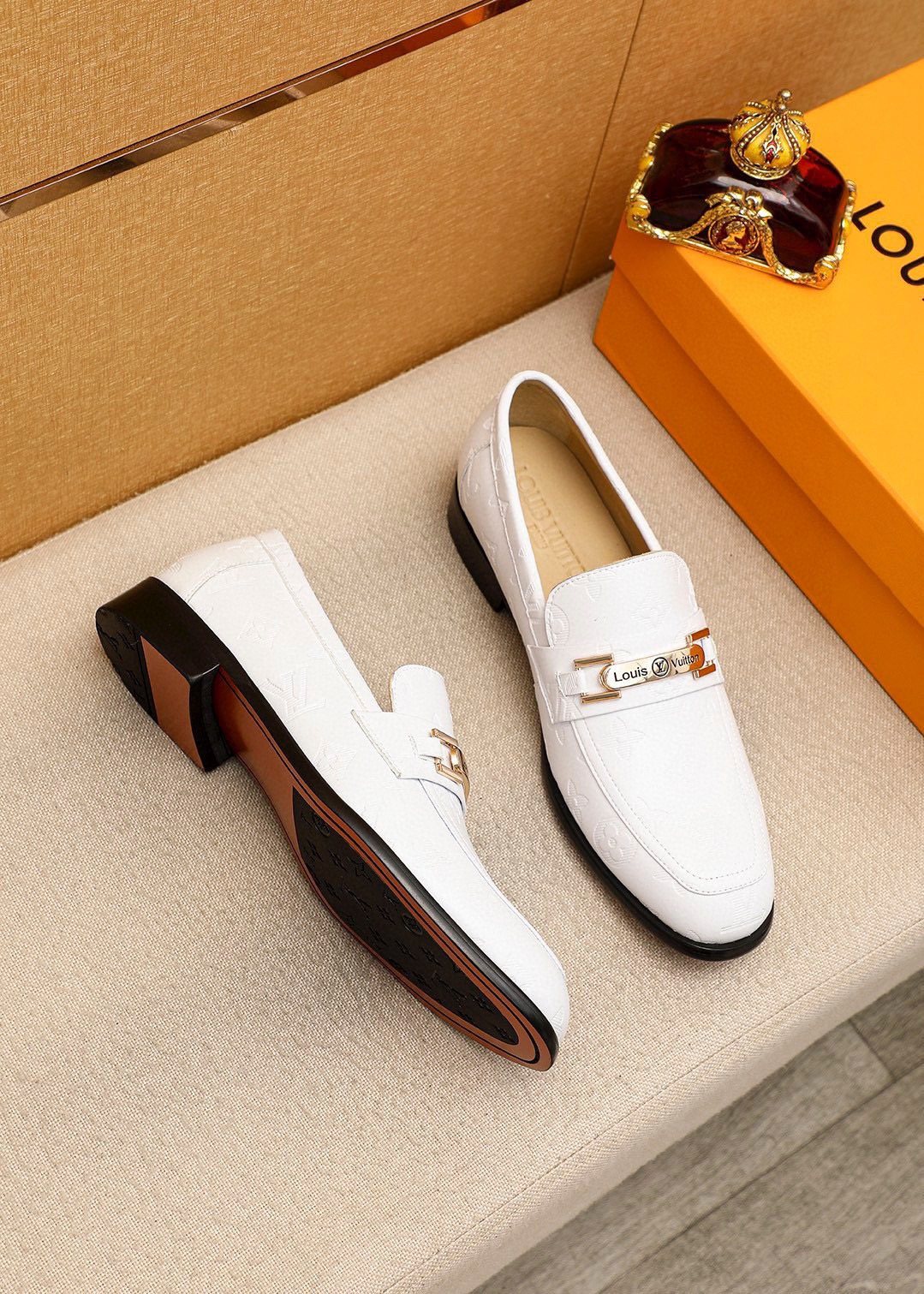 Louis Vuitton Textured Hardware Loafers — front