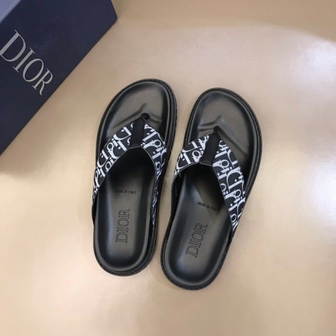 Dior Black-and-White Thong Sandals — front