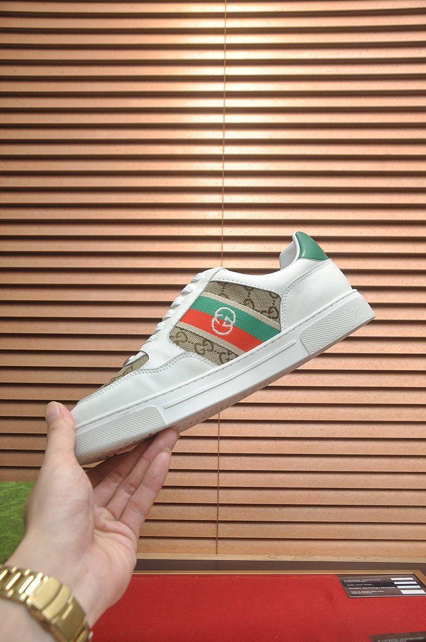 Gucci Red-Green Stripe Low-Top Sneakers — side
