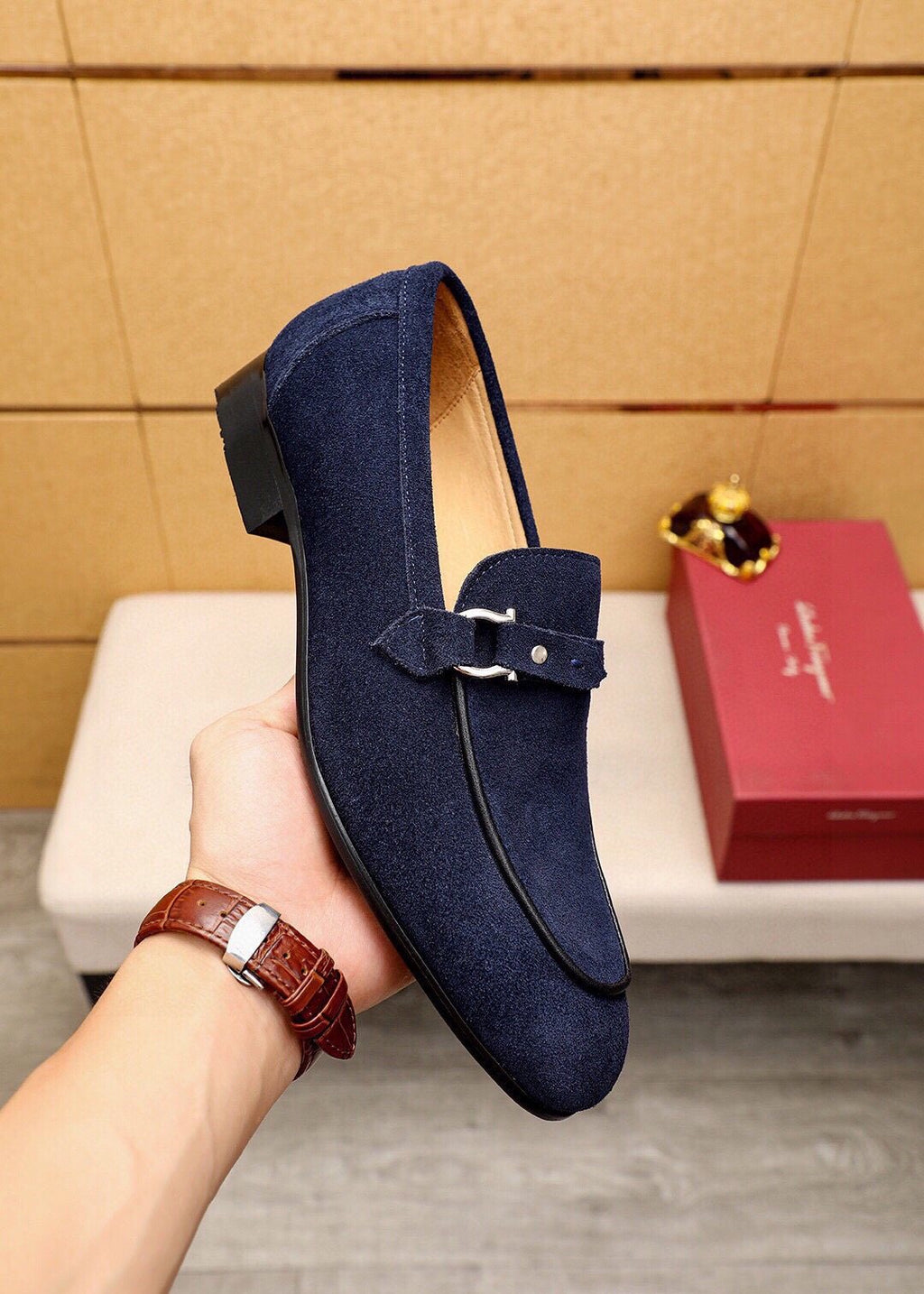 Ferragamo Metal-Accent Loafers — model