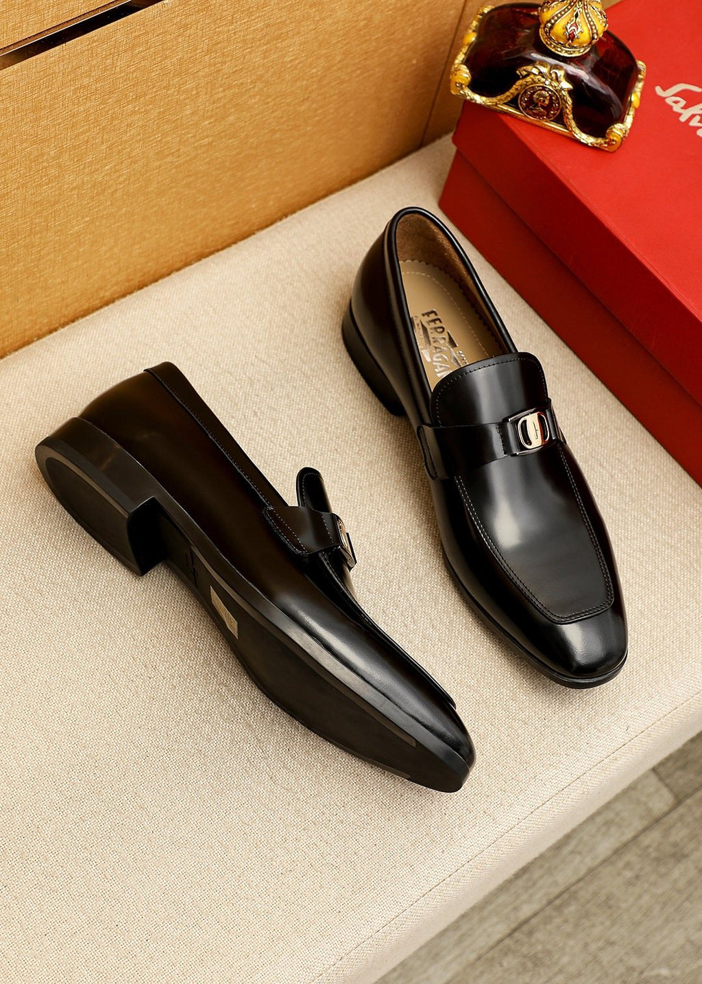 Salvatore Ferragamo Buckle Slip-On Loafers — side