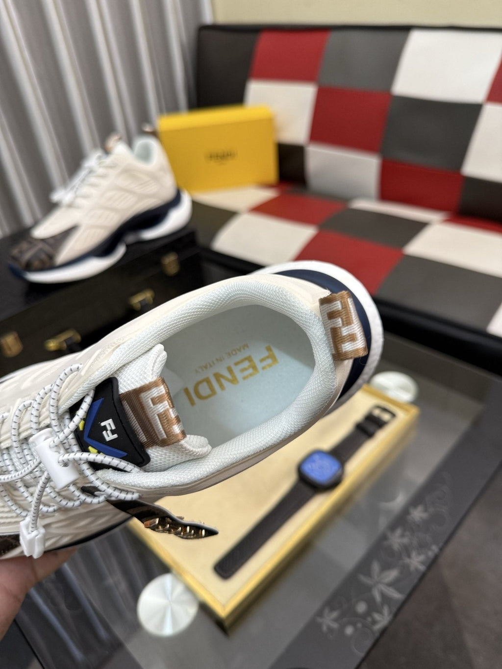 Fendi Patterned Toe Low-Top Sneakers — detail