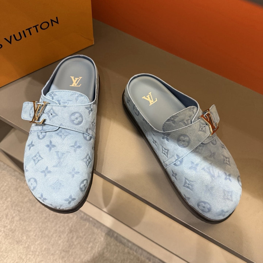 Louis Vuitton Monogram Buckle Mules — front