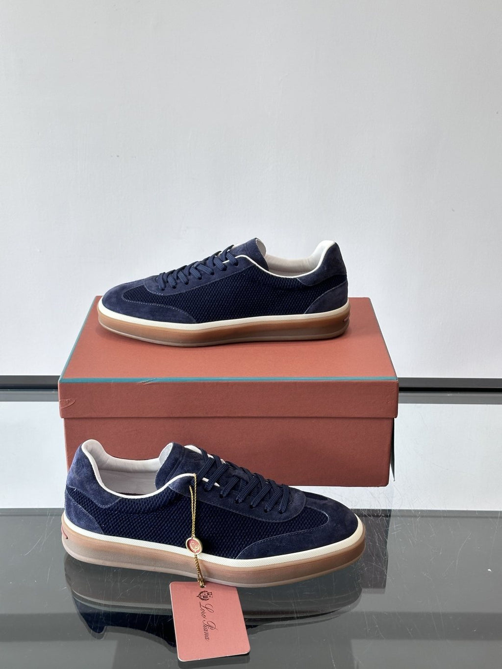 Loro Piana Black Cream Sole Sneakers — side