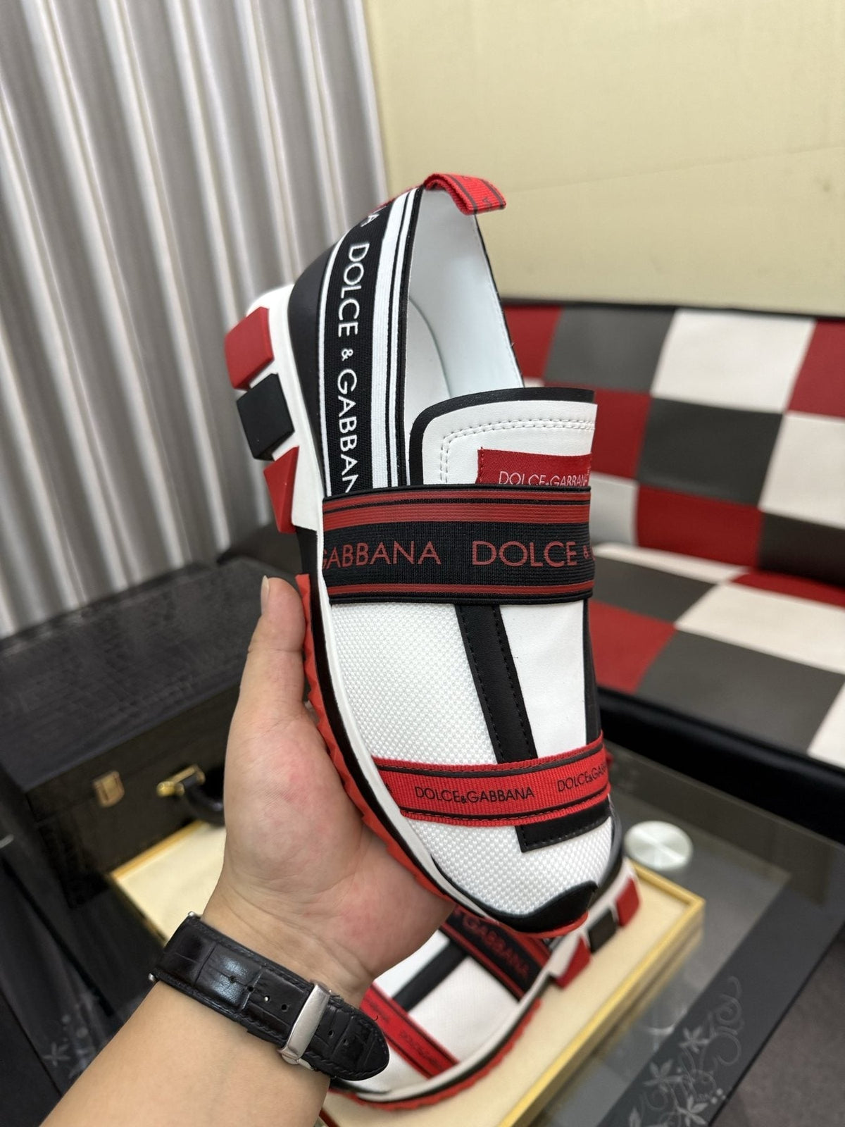Dolce & Gabbana Blue Strap Sneakers — model