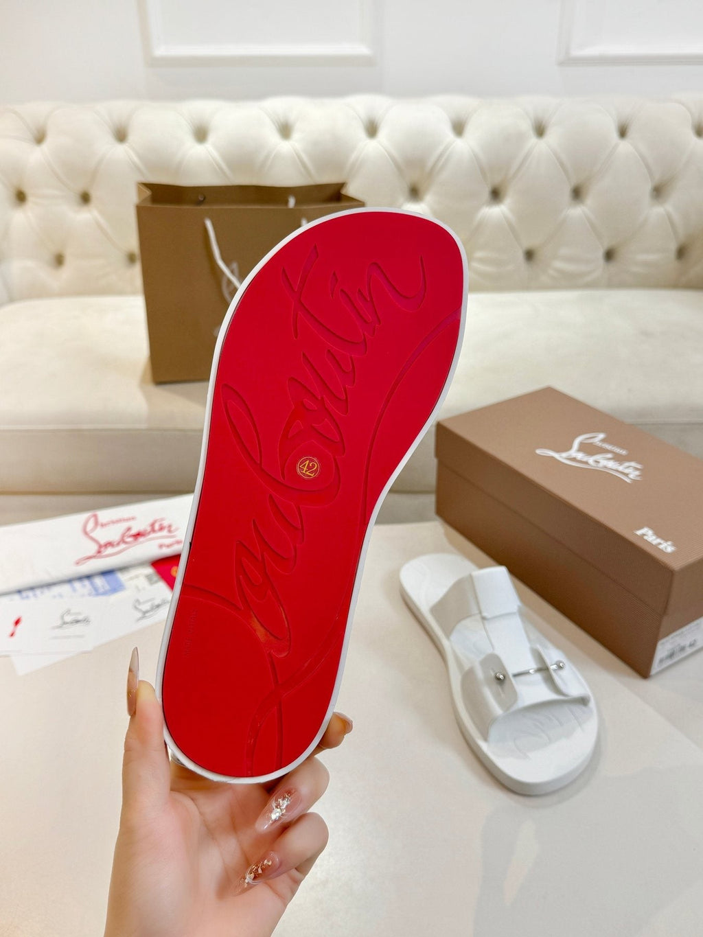 Christian Louboutin Buckle-Strap Slide Sandals — detail